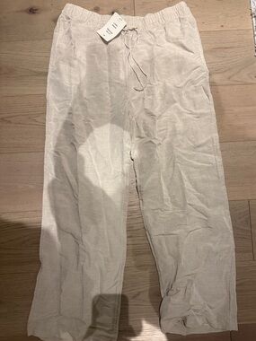 Women’s Lightweight Linen Drawstring Pants - Cream